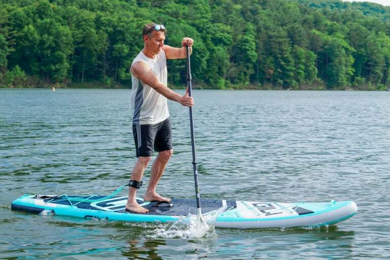 A Gili Adventure paddle board being tested for review.