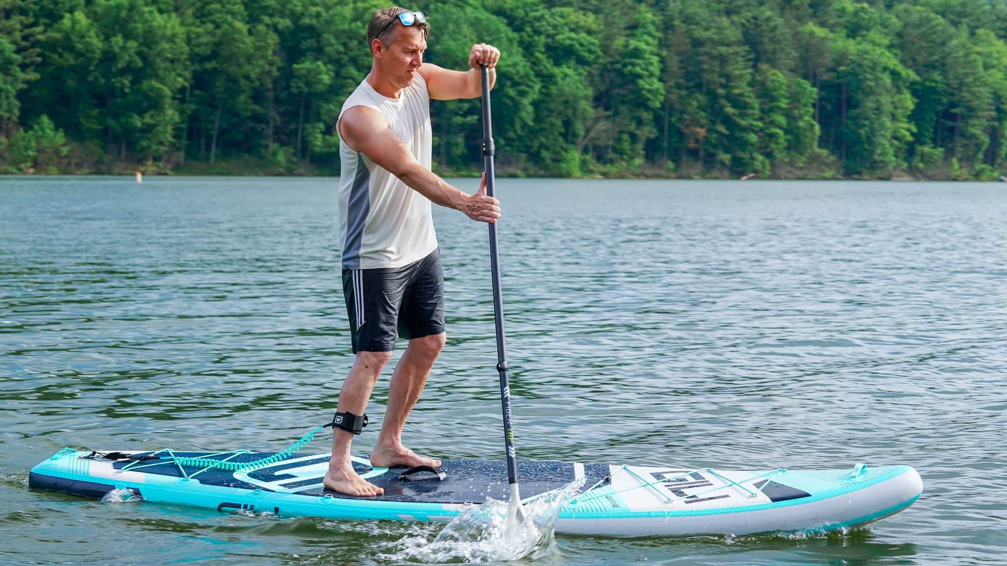 A Gili Adventure paddle board being tested for review.