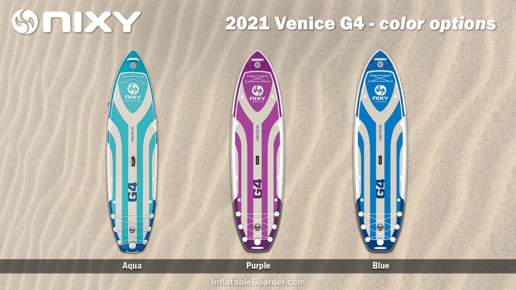 2021 NIXY Venice G4 color options compared. Includes aqua, purple, and blue.