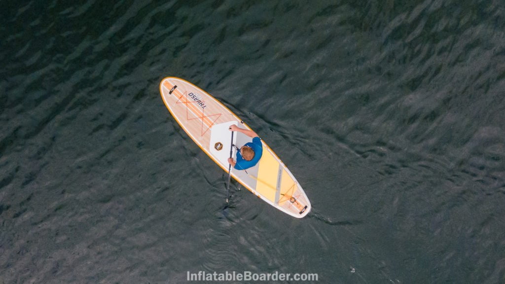 Paddling the 132 on the ocean from above.