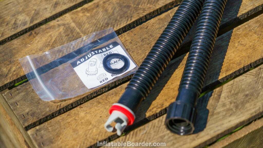 The pump's hose includes a second o-ring to adjust the valve fitment.