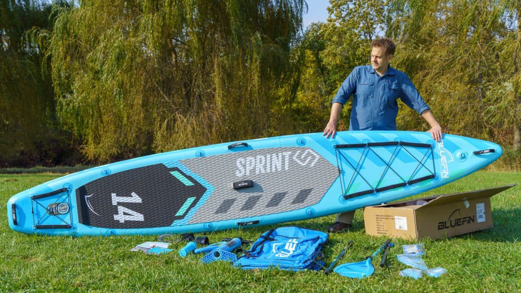 Unboxing the 2021 Bluefin Sprint paddle board,.