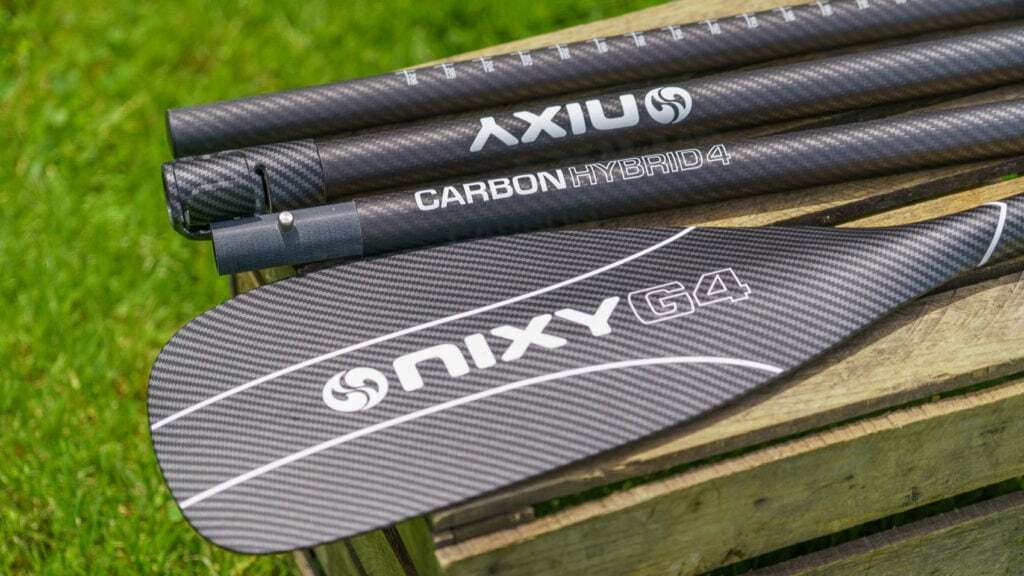 Detail of the carbon hybrid shaft and nylon paddle blade.