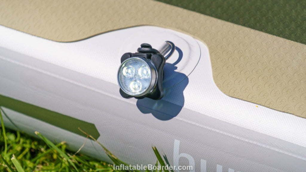 NIXY SUP navigation light mounted on paddle board side