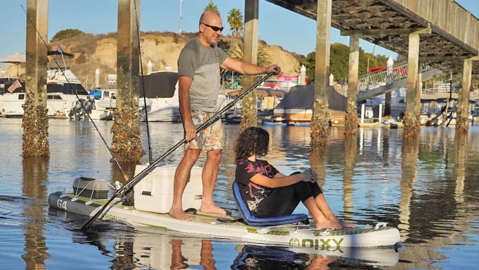 Paddling the NIXY Monterey SUP with a passenger.